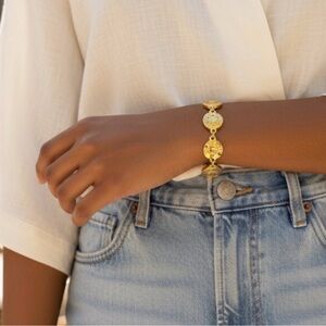 Celine Vintage Gold Button Motif Bracelet